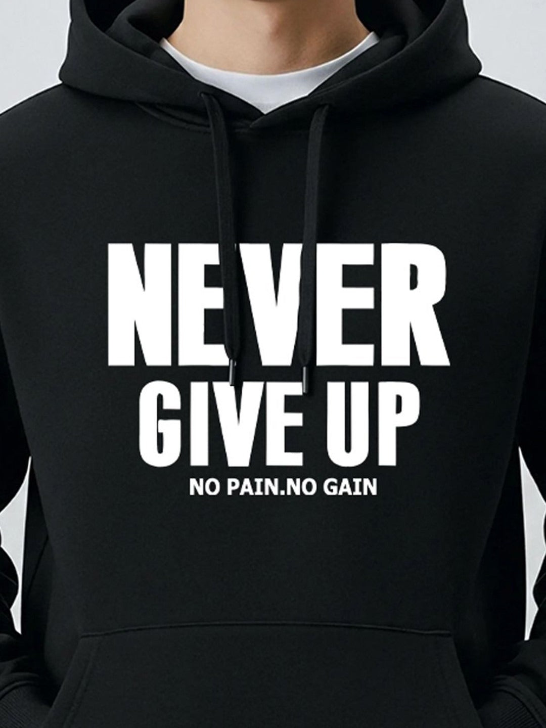 Men Typography Printed Hooded Neck Full Sleeve Hoodie – Stylish Winter Sweatshirt in Pakistan