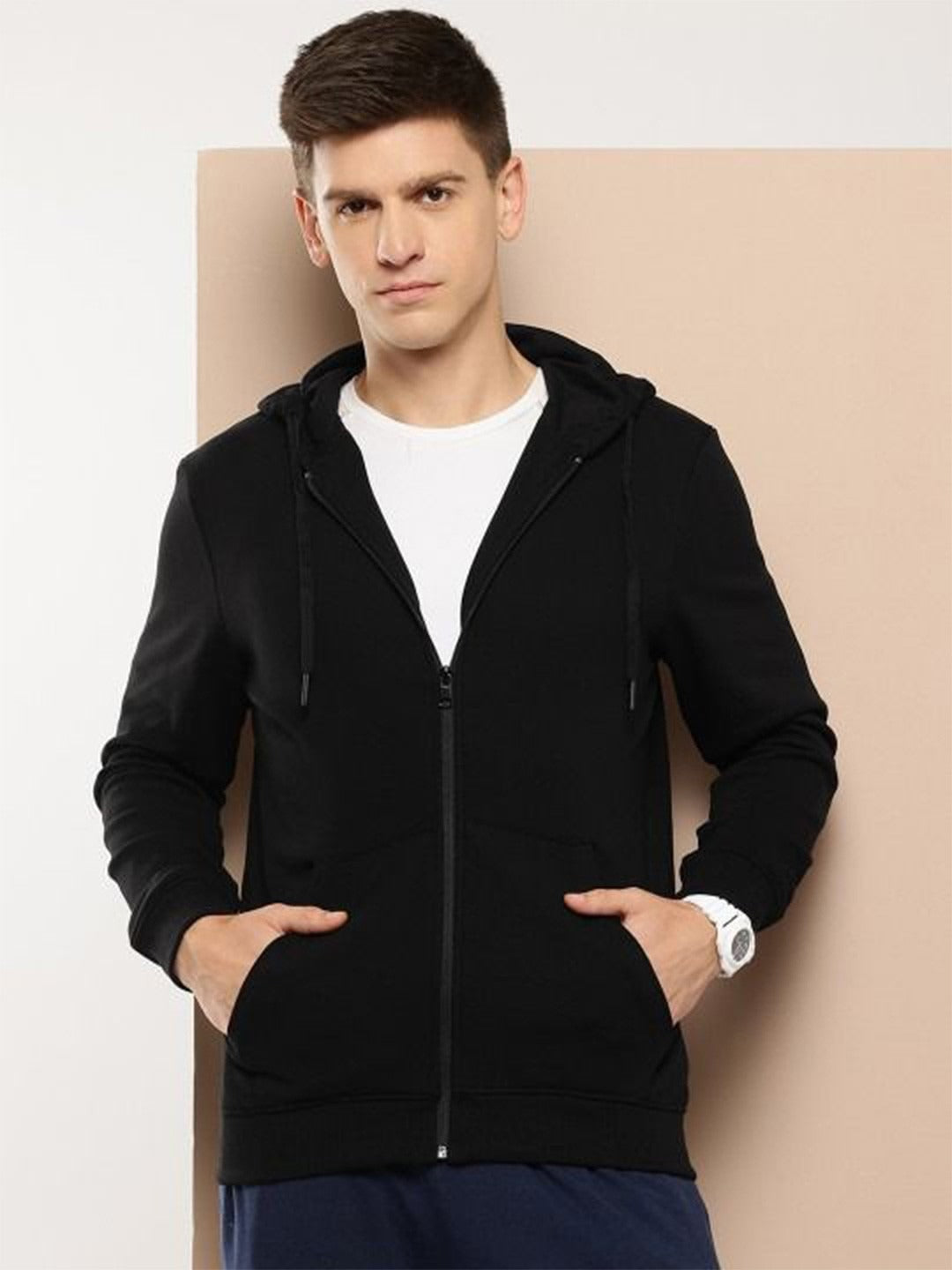 Men Black Relaxed Fit Hoodie – Comfortable Cotton Sweatshirt for Everyday Wear in Pakistan | DENIMS
