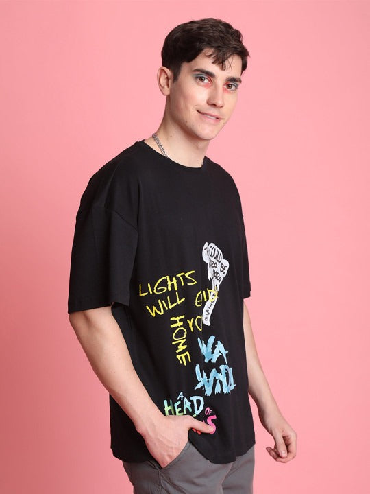 Unisex Printed Extended Sleeves Oversized T-Shirt – Trendy Streetwear Cotton Outfit in Pakistan | DENIMS