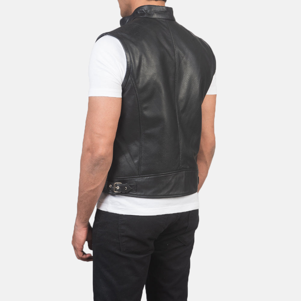 Black Premium Leather Biker Vest