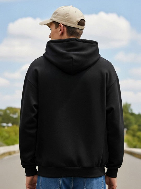 Men Typography Printed Hooded Neck Full Sleeve Hoodie – Stylish Winter Sweatshirt in Pakistan