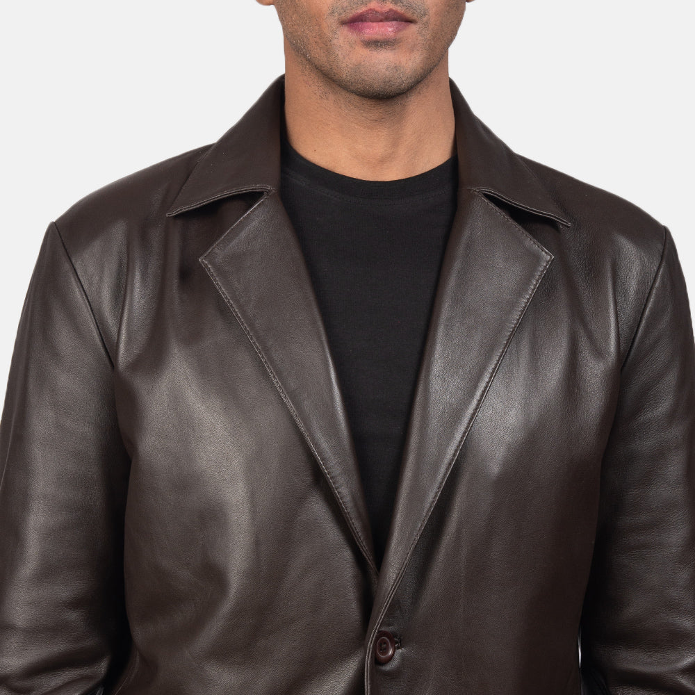 Dark Brown Men's Genuine Leather Blazer