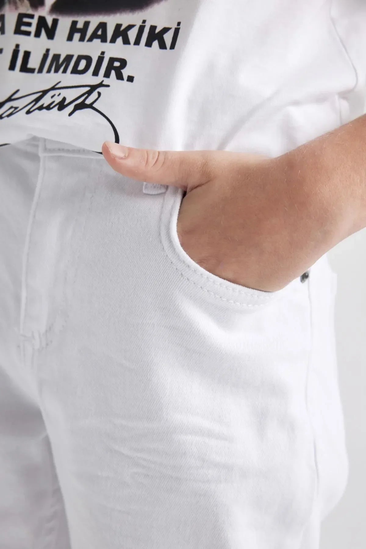 Straight Fit Straight Leg White Jean Trousers For Boy's