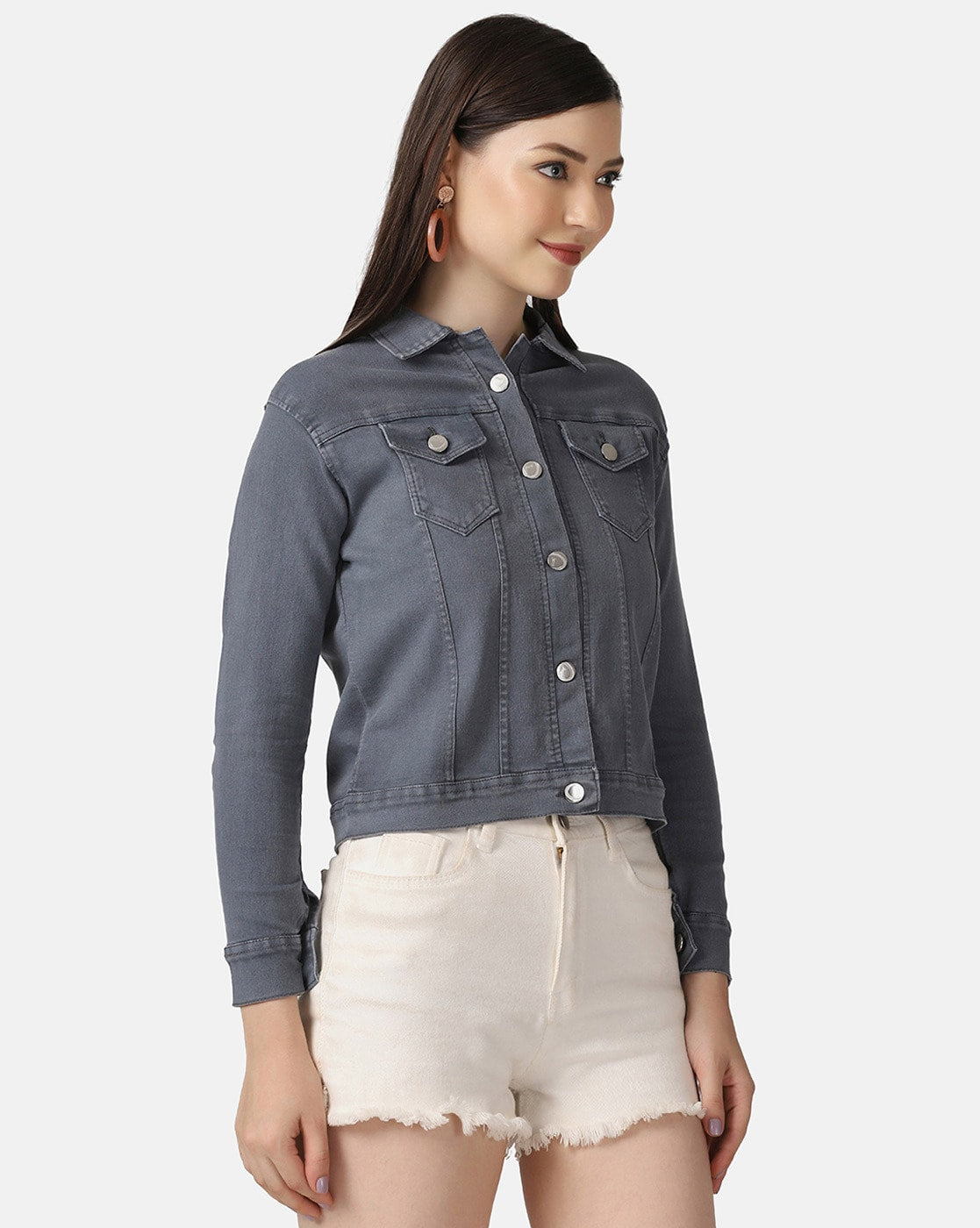 Women’s Grey Denim Jacket – Sleek, Versatile, and Timeless