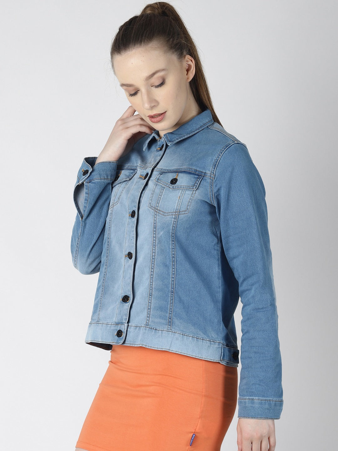 Women Blue Solid Jacket
