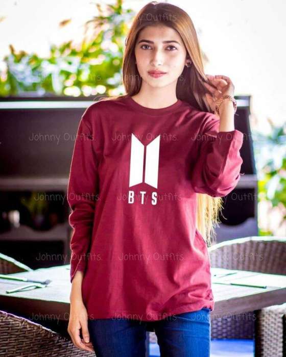 Red BTS Print Sweat shirt For Him