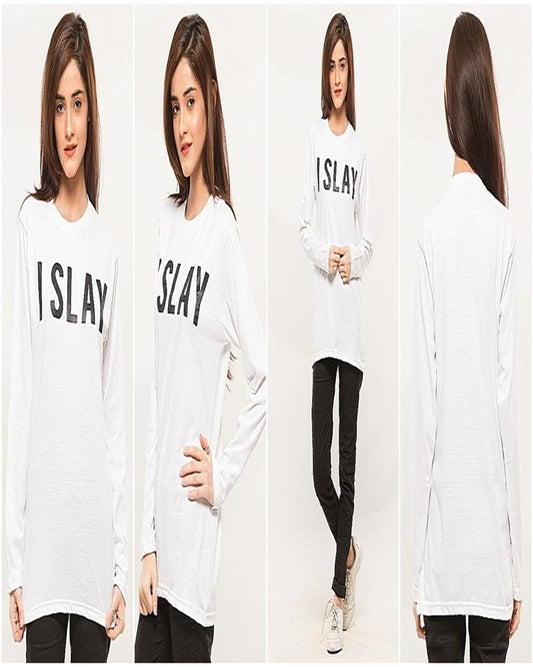 White I Slay Printed T-Shirt For Her