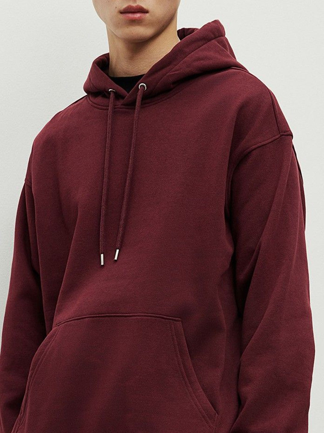 Men Maroon Printed Hooded Sweatshirt – Stylish Winter Hoodie in Pakistan