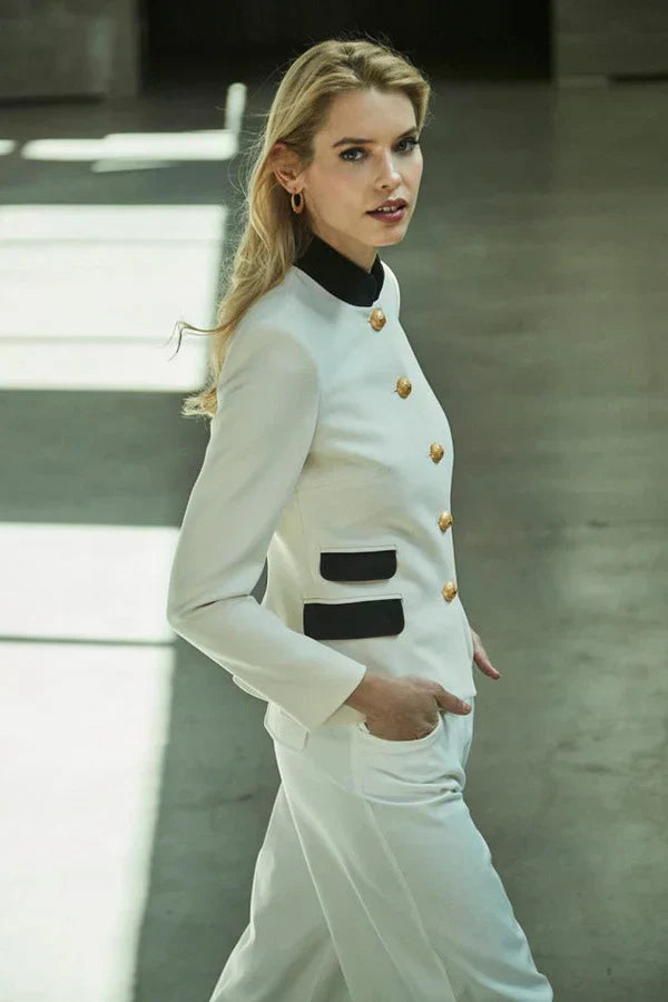 Ace White Blazer with Double Pocket