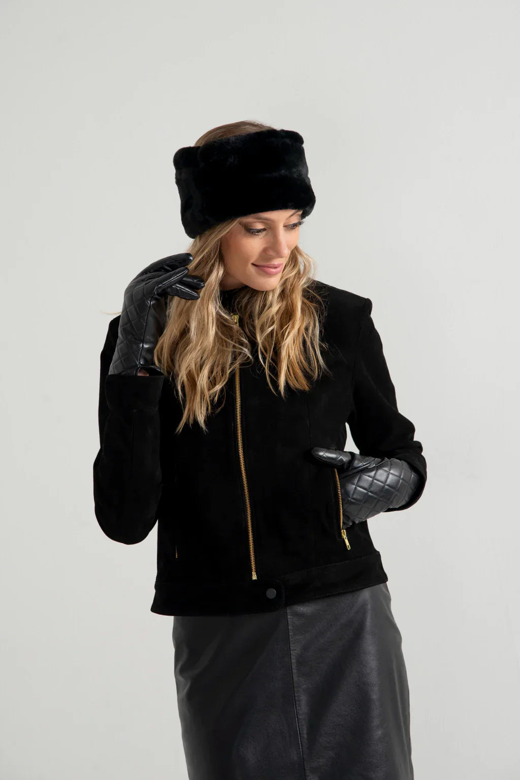 Jet Black Women's Suede Leather Jacket