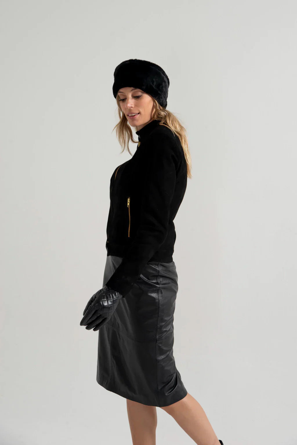 Jet Black Women's Suede Leather Jacket