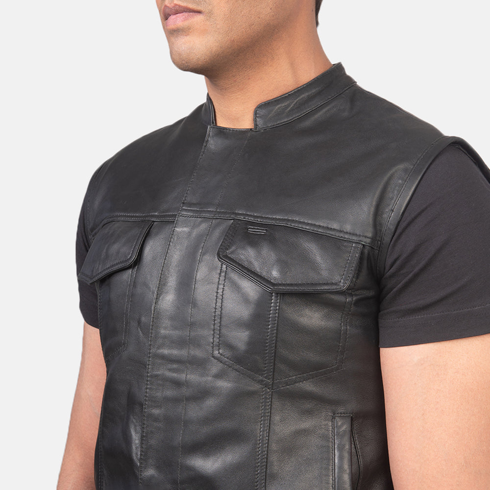 Moto Black Premium Leather Vest
