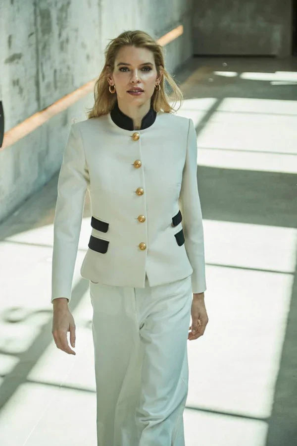 Ace White Blazer with Double Pocket