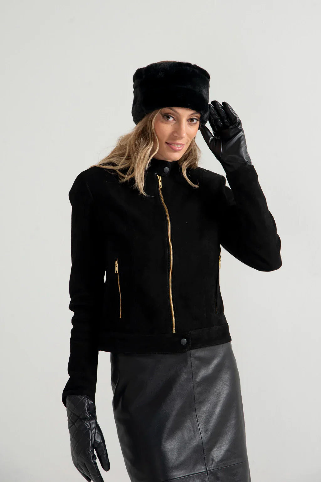 Jet Black Women's Suede Leather Jacket