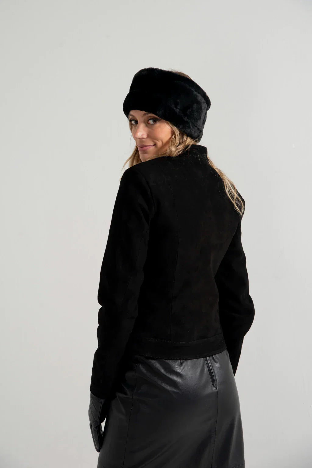 Jet Black Women's Suede Leather Jacket