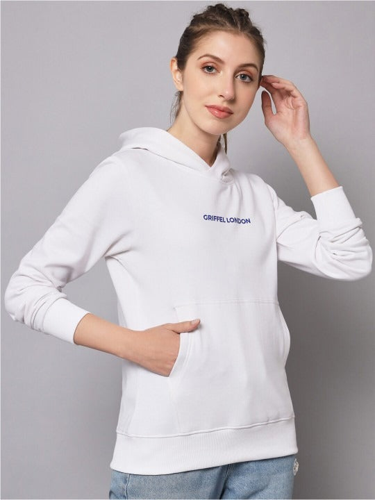 Women Hooded Fleece White Hoodie – Cozy Winter Wear in Pakistan | DENIMS