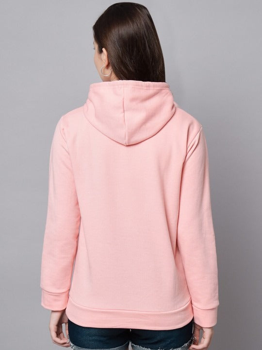 Women Typography Printed Oversized Fit Longline Baby Pink Hoodie – Stylish Winter Hoodie for Girls in Pakistan | DENIMS