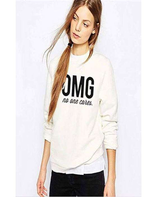 White omg Printed sweat shirt For and Women