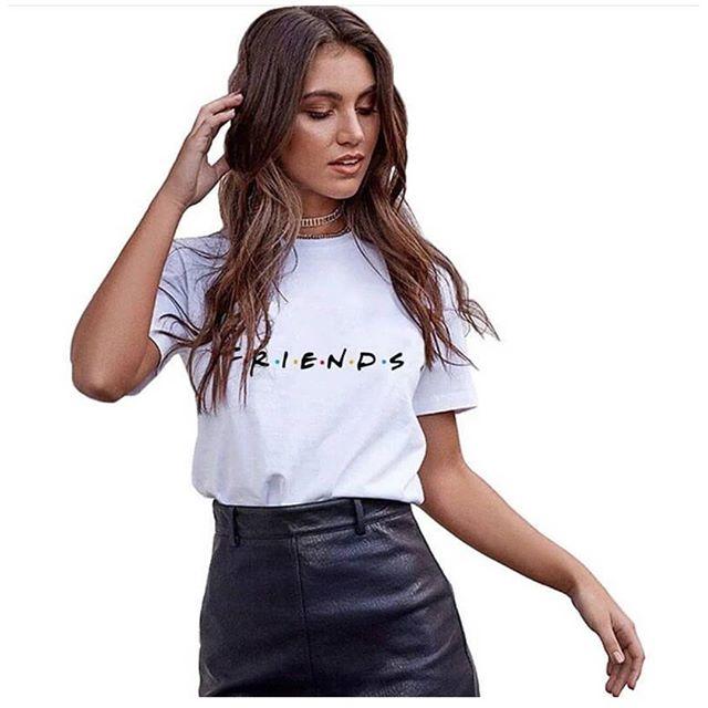 White Friends Cotton Printed T-Shirt For Women