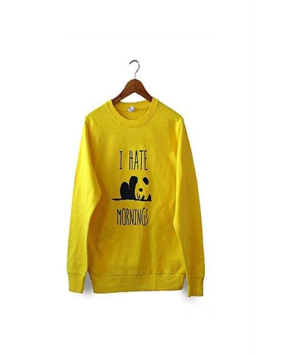 Yellow I hate morning sweat shirt For and Women