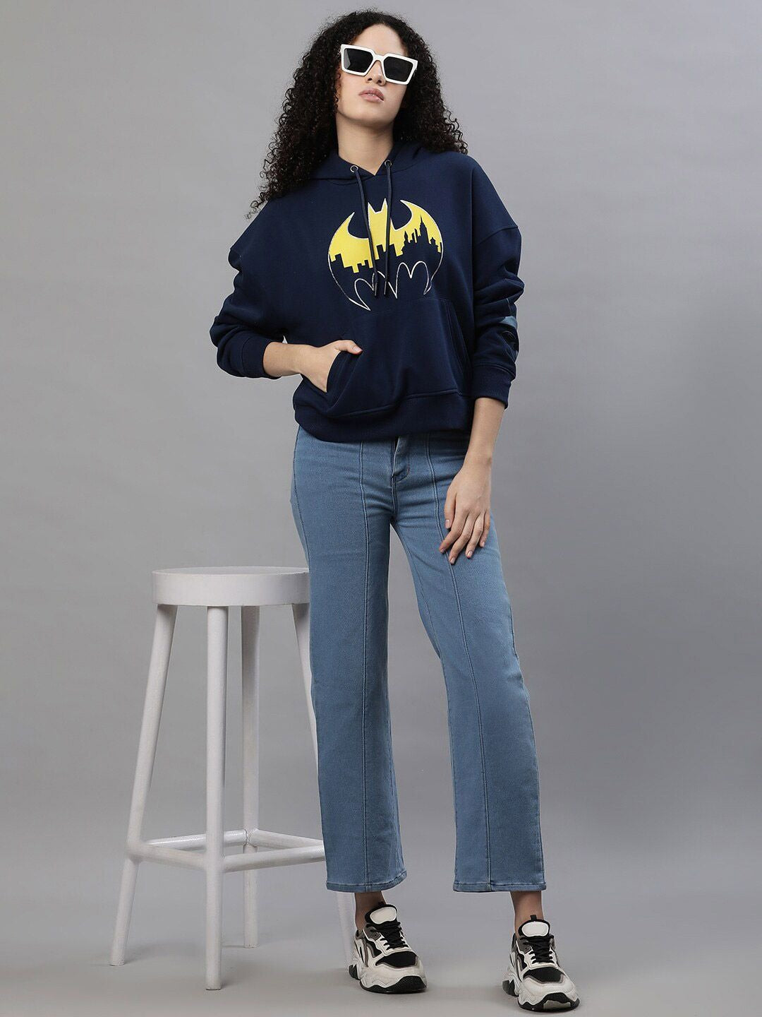 Batman Printed Cotton Hoodie – Drop Shoulder Sleeves Hooded Sweatshirt for Women & Men in Pakistan | DENIMS