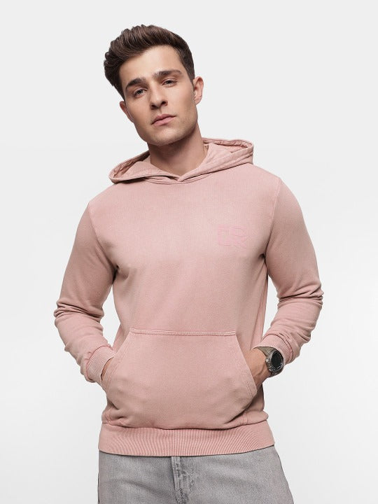 Men Solid Hooded Sweatshirt with Brand Logo – Stylish Cotton Pullover for Men in Pakistan | DENIMS