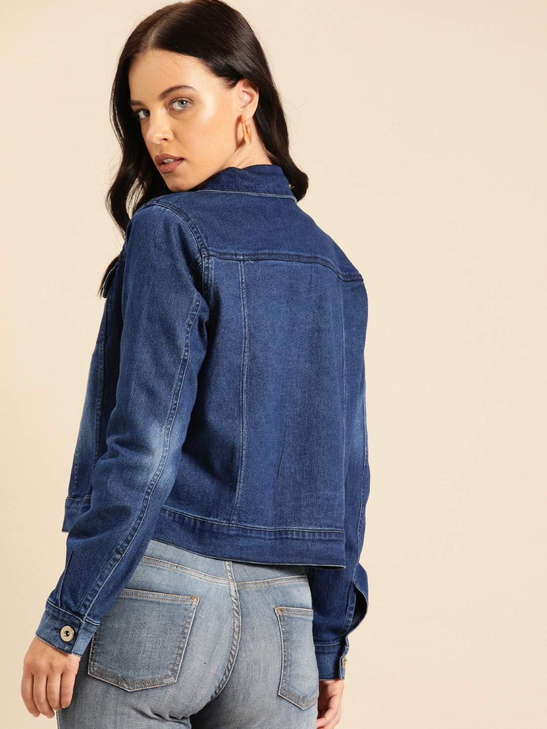 Women Dark Blue Washed Jacket