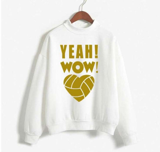 White Yeah Wow Printed Sweat Shirt For Women
