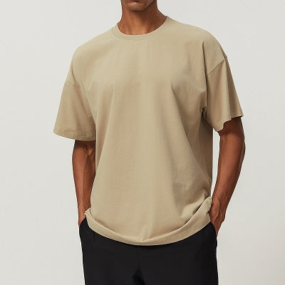 Beige Drop Shoulder T-shirt for mens