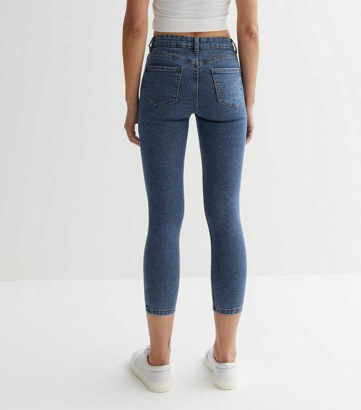 Blue Mid Rise Skinny Jeans - DENIMS 