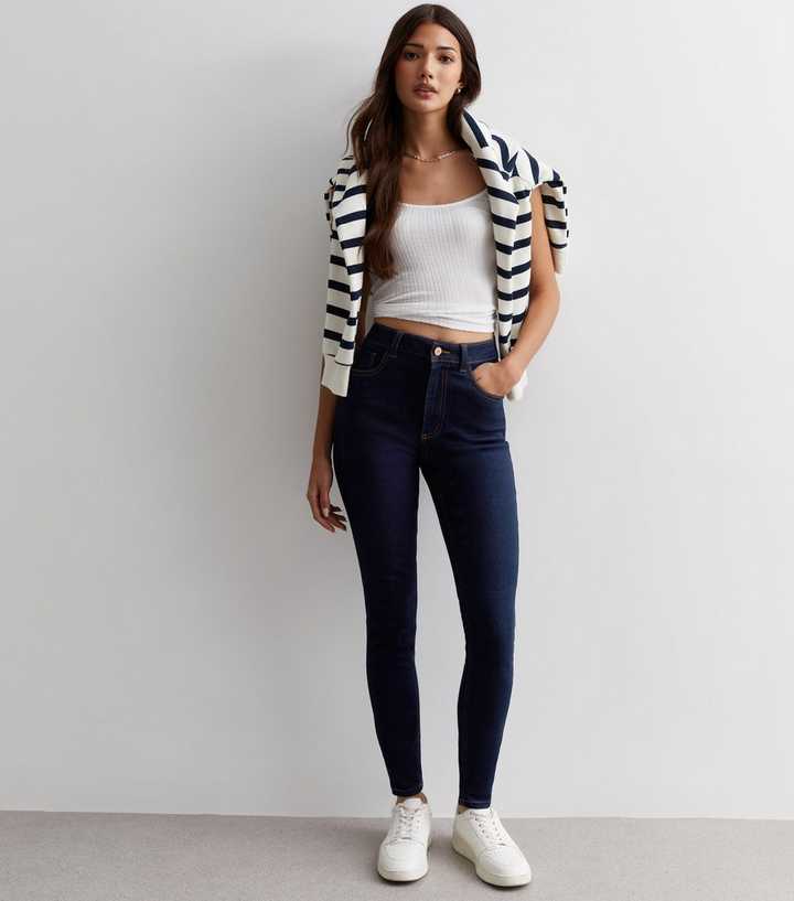 Blue Mid Rise Skinny Jeans - DENIMS 