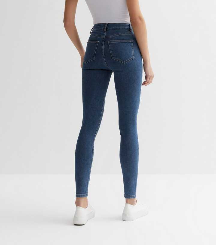 Blue Mid Rise Skinny Jeans - DENIMS 