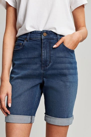 Blue Shirley Long Denim Shorts For Women - DENIMS 