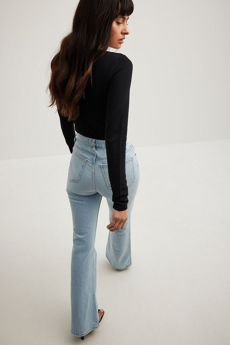 Flared High Waist Jeans - DENIMS 