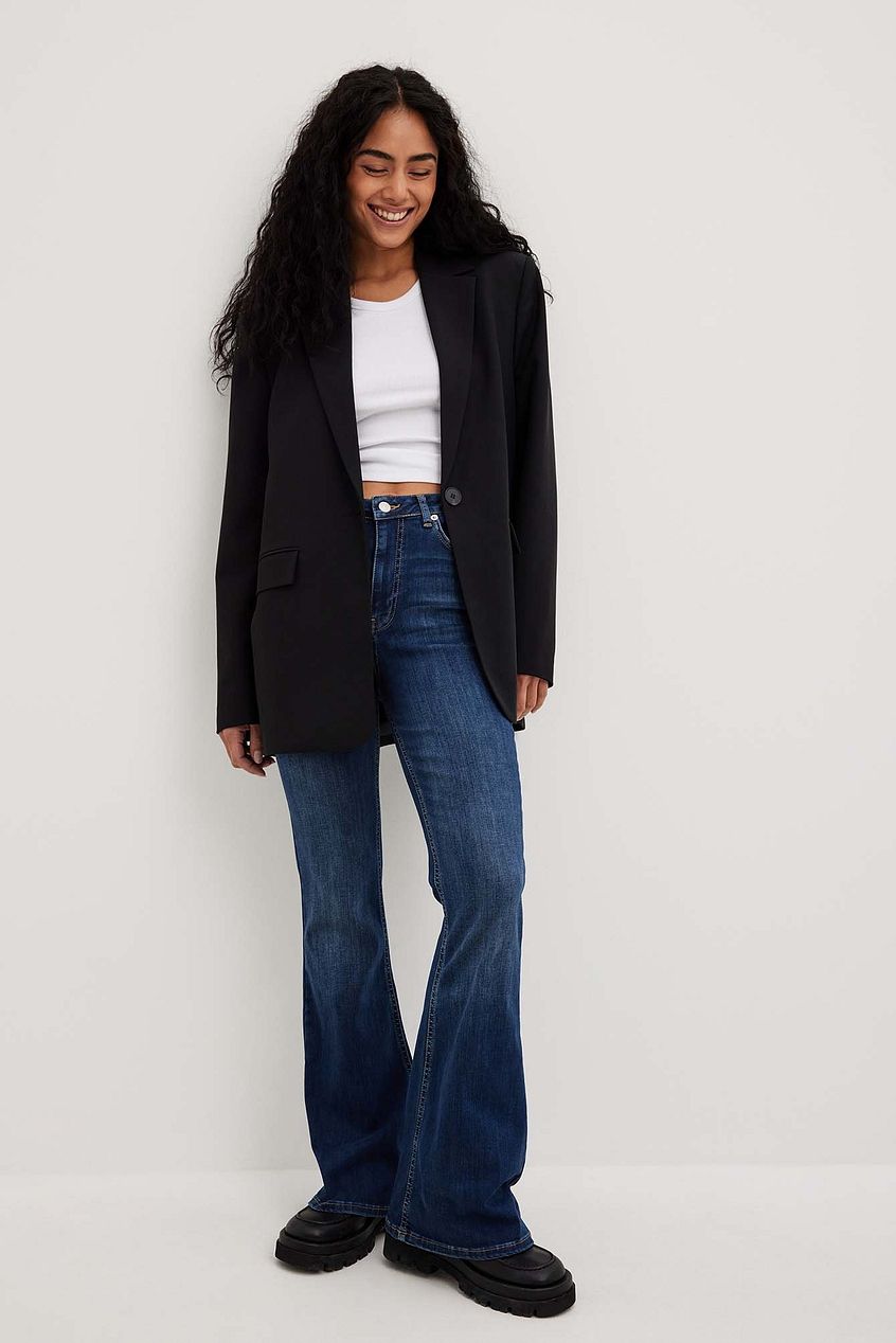 Flared High Waist Stretch Jeans For Womens - DENIMS 
