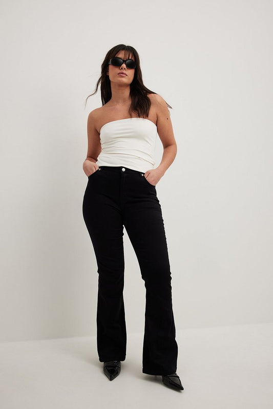 Flared High Waist Stretch Jeans Black For Women