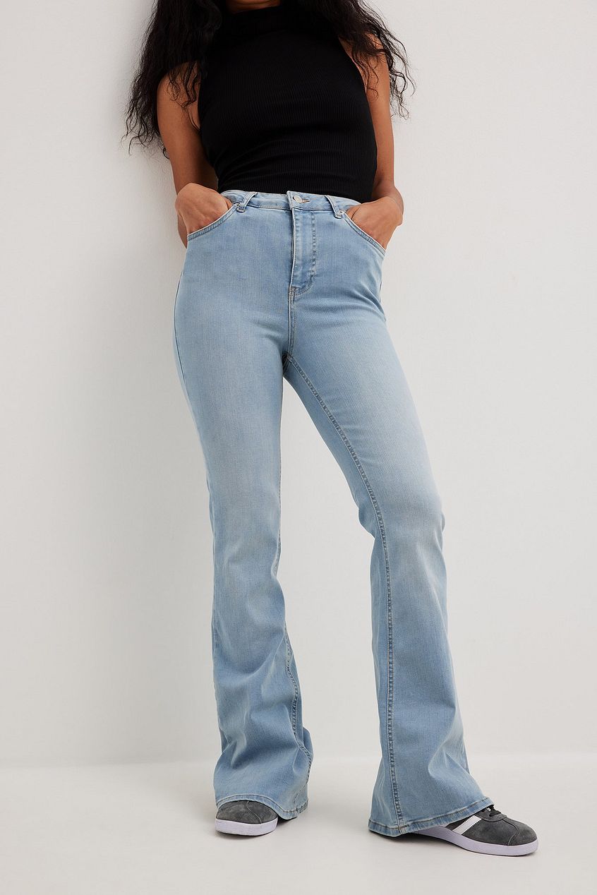 Flared High Waist Stretch Jeans For Womens - DENIMS 
