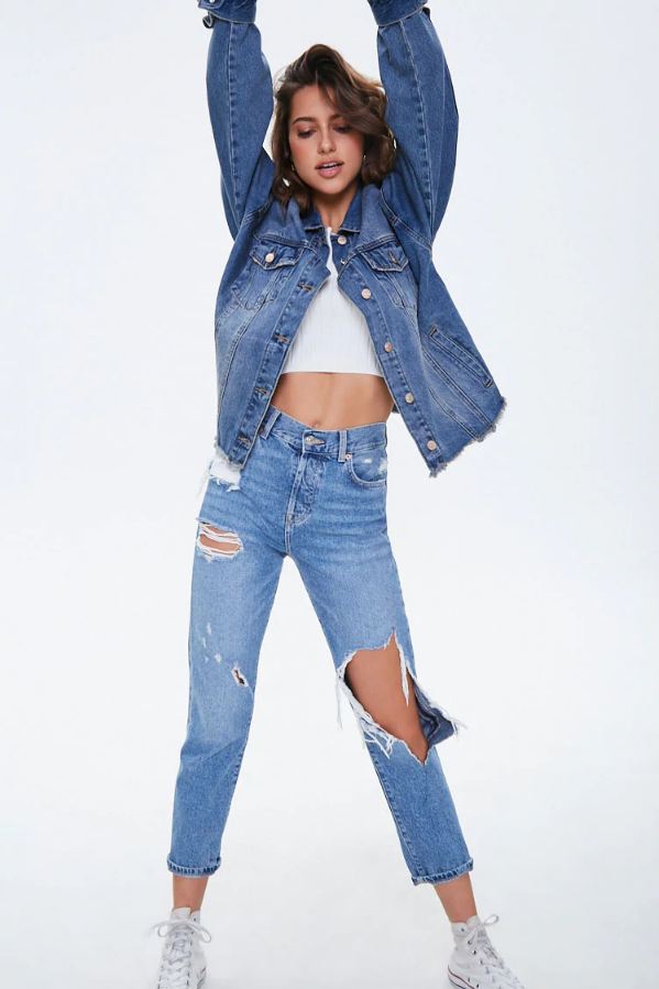 Frayed Women Jacket - DENIMS 