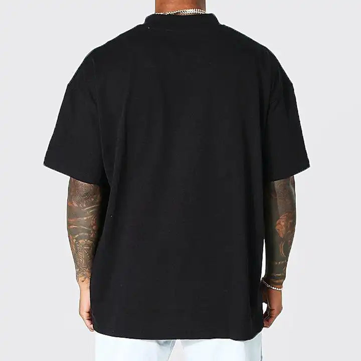 Plain Black Drop Shoulder T-Shirt For Mens