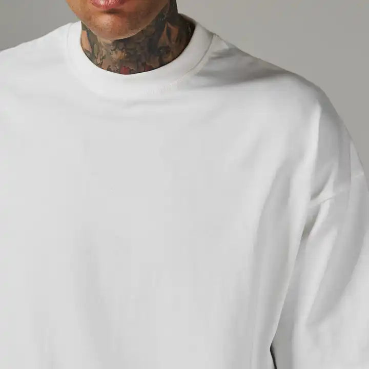 Plain White Drop Shoulder T-Shirt For Mens