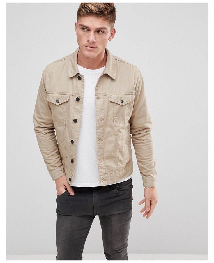 Men's Beige Color Denim Jacket - DENIMS 