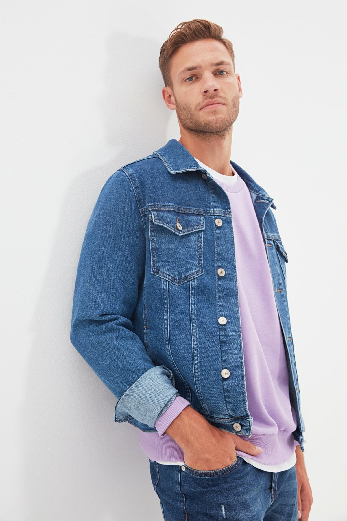 Mens Denim Jacket Stretchable Fine Lycra - DENIMS 