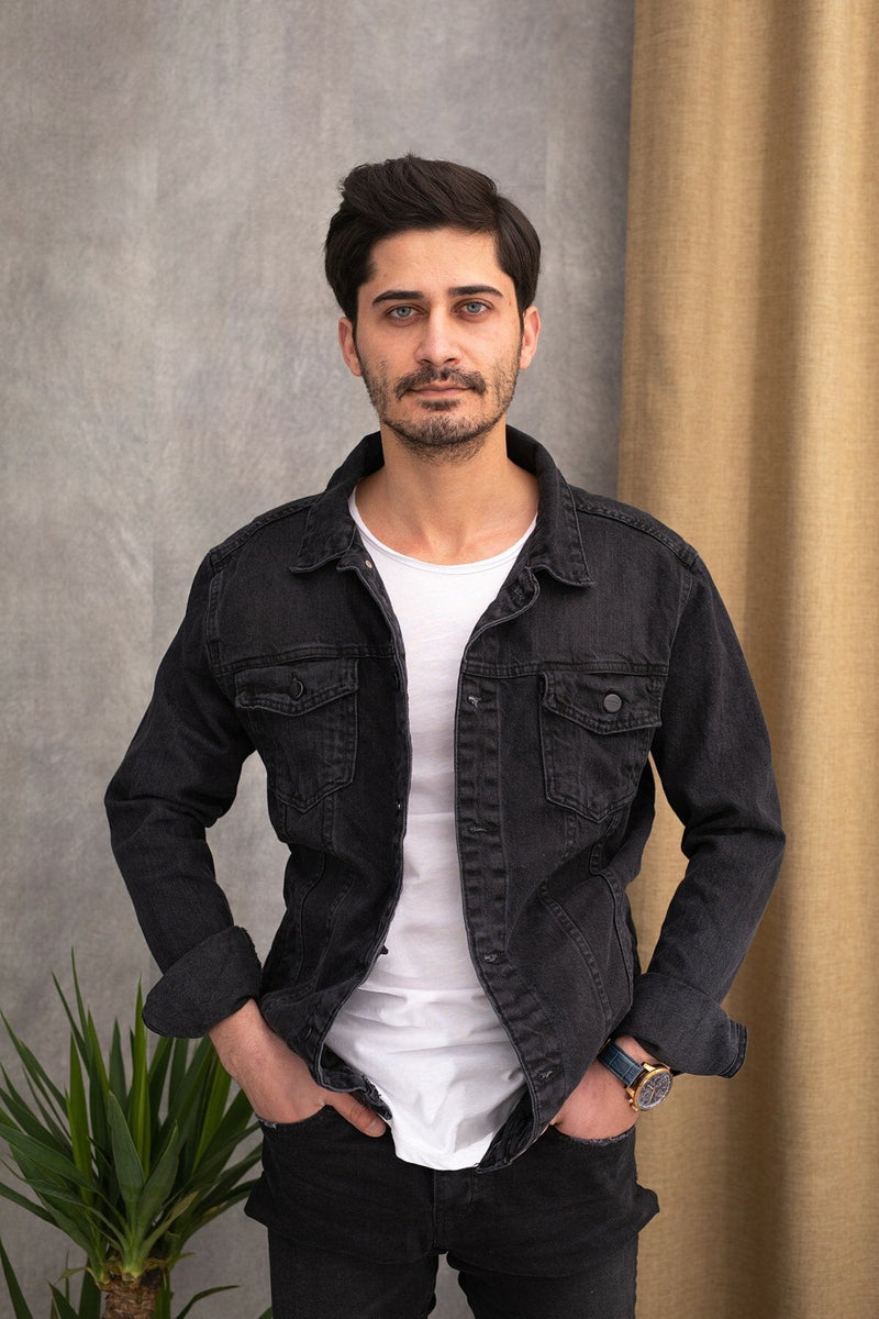 Mens Denim Jacket Stretchable Fine Lycra - DENIMS 