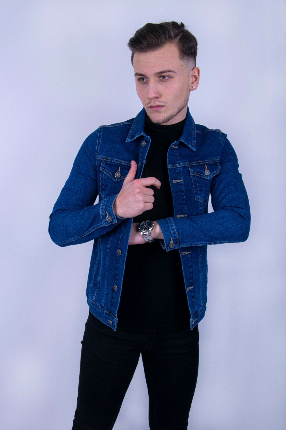 Mens Denim Jacket Stretchable Fine Lycra - DENIMS 