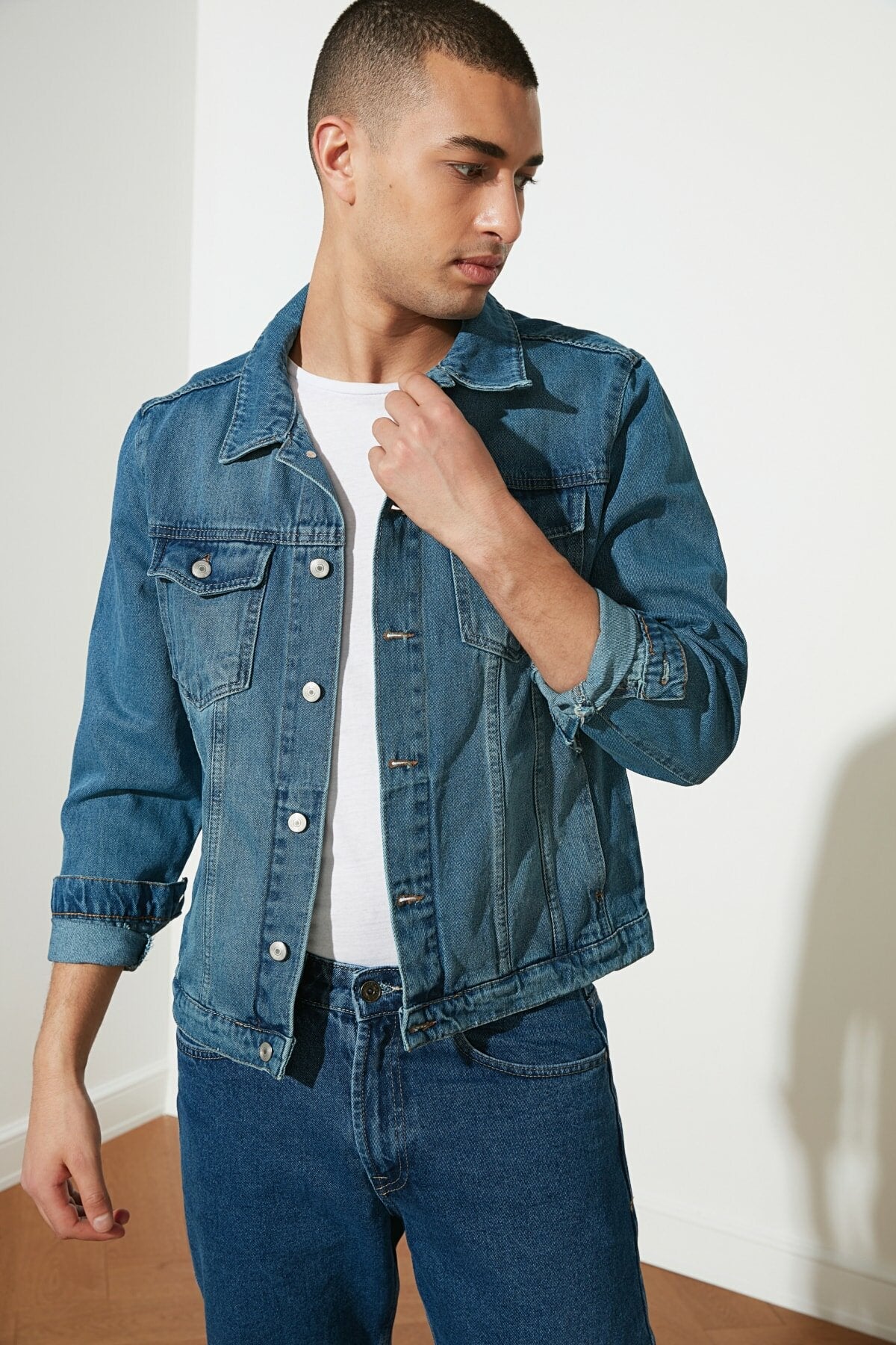 Mens Denim Jacket Stretchable Fine Lycra - DENIMS 