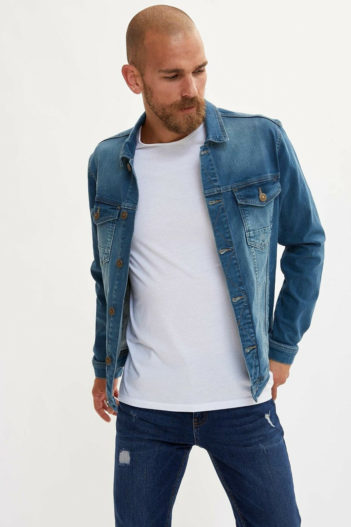 Mens Denim Jacket Stretchable Fine Lycra - DENIMS 