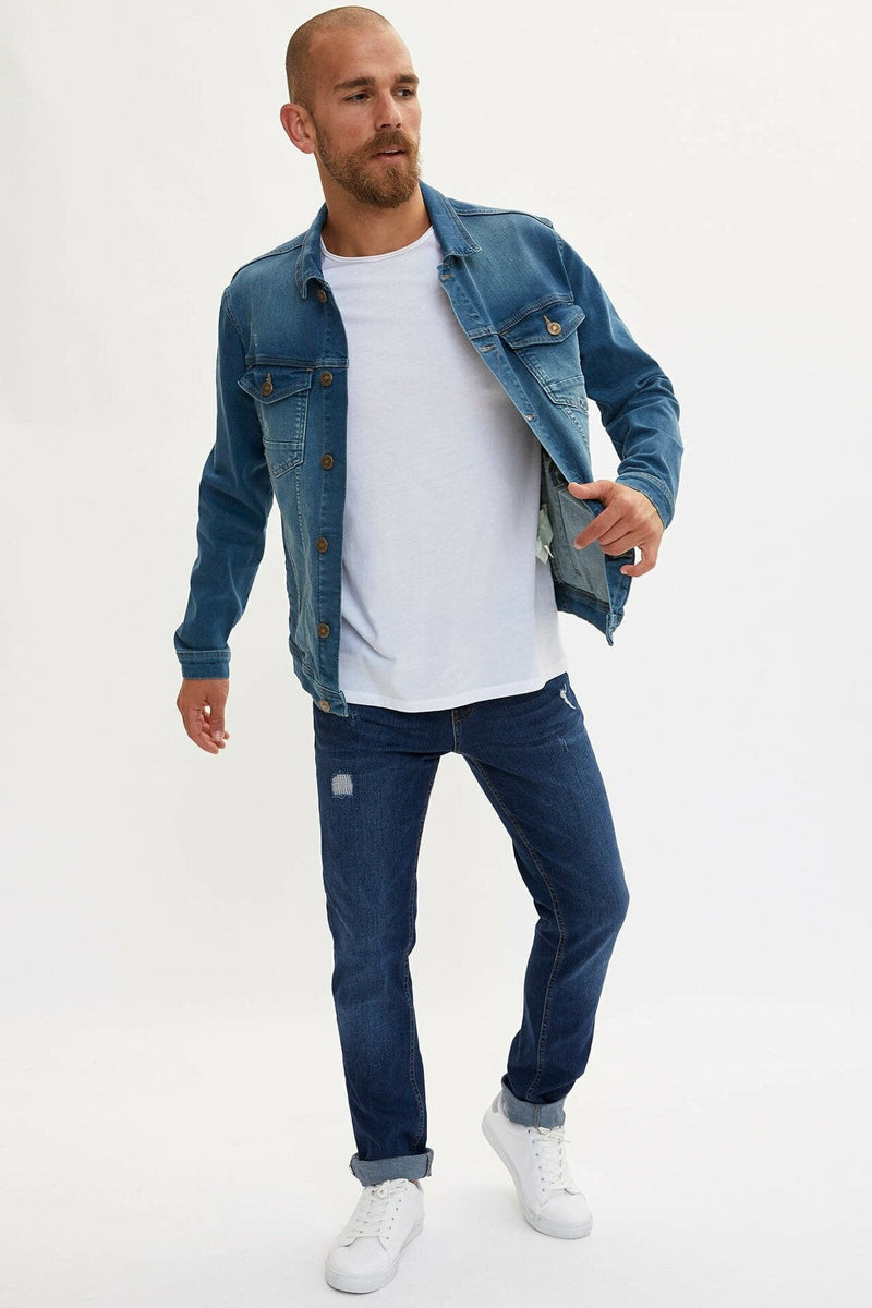 Mens Denim Jacket Stretchable Fine Lycra - DENIMS 
