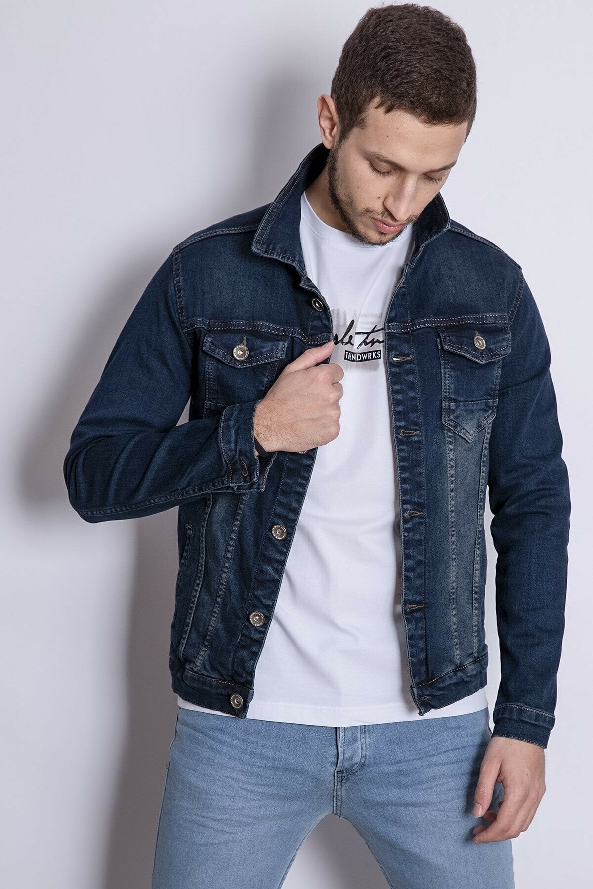 Mens Denim Jacket Stretchable Fine Lycra - DENIMS 