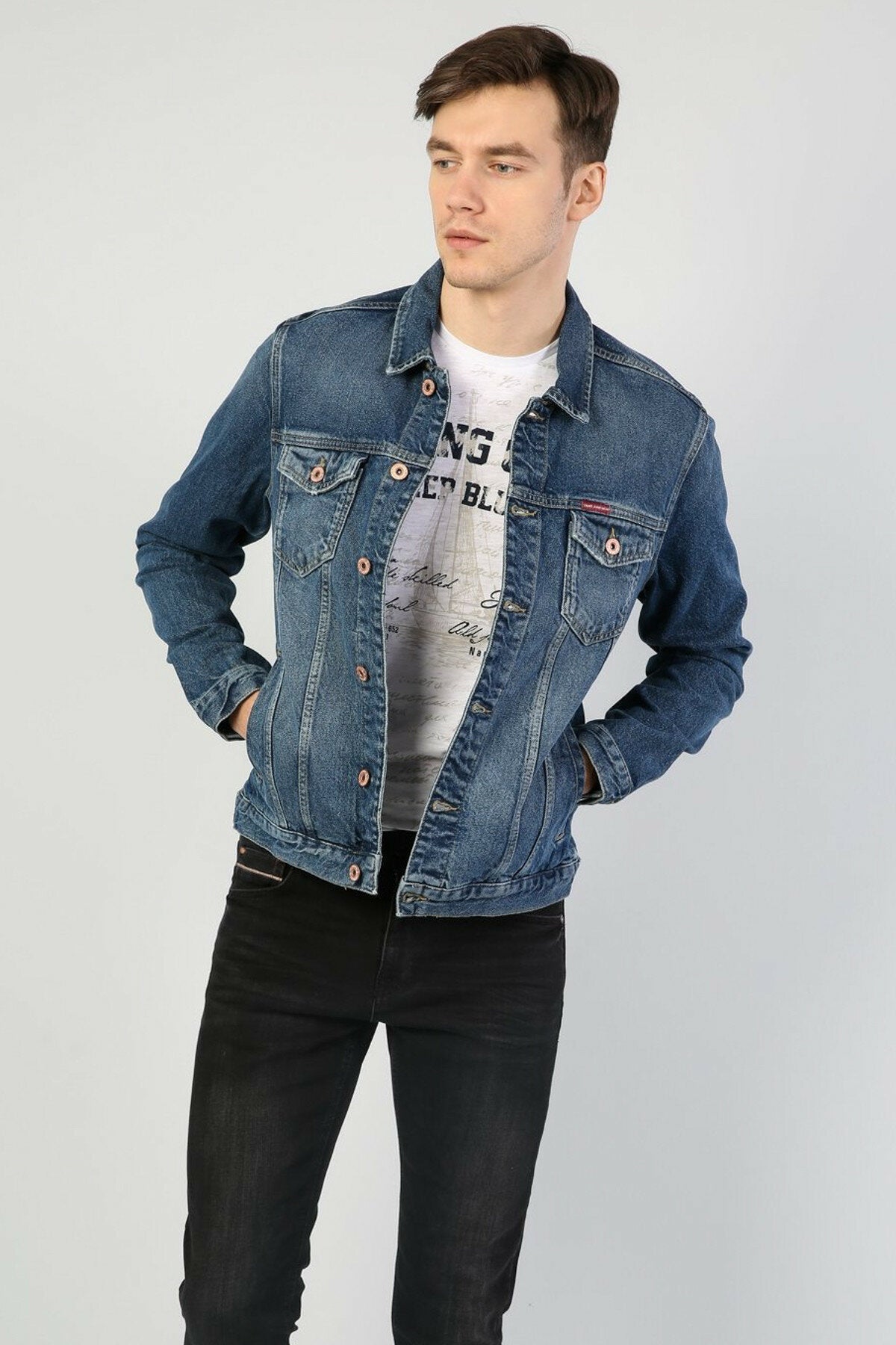 Mens Denim Jacket Stretchable Fine Lycra - DENIMS 