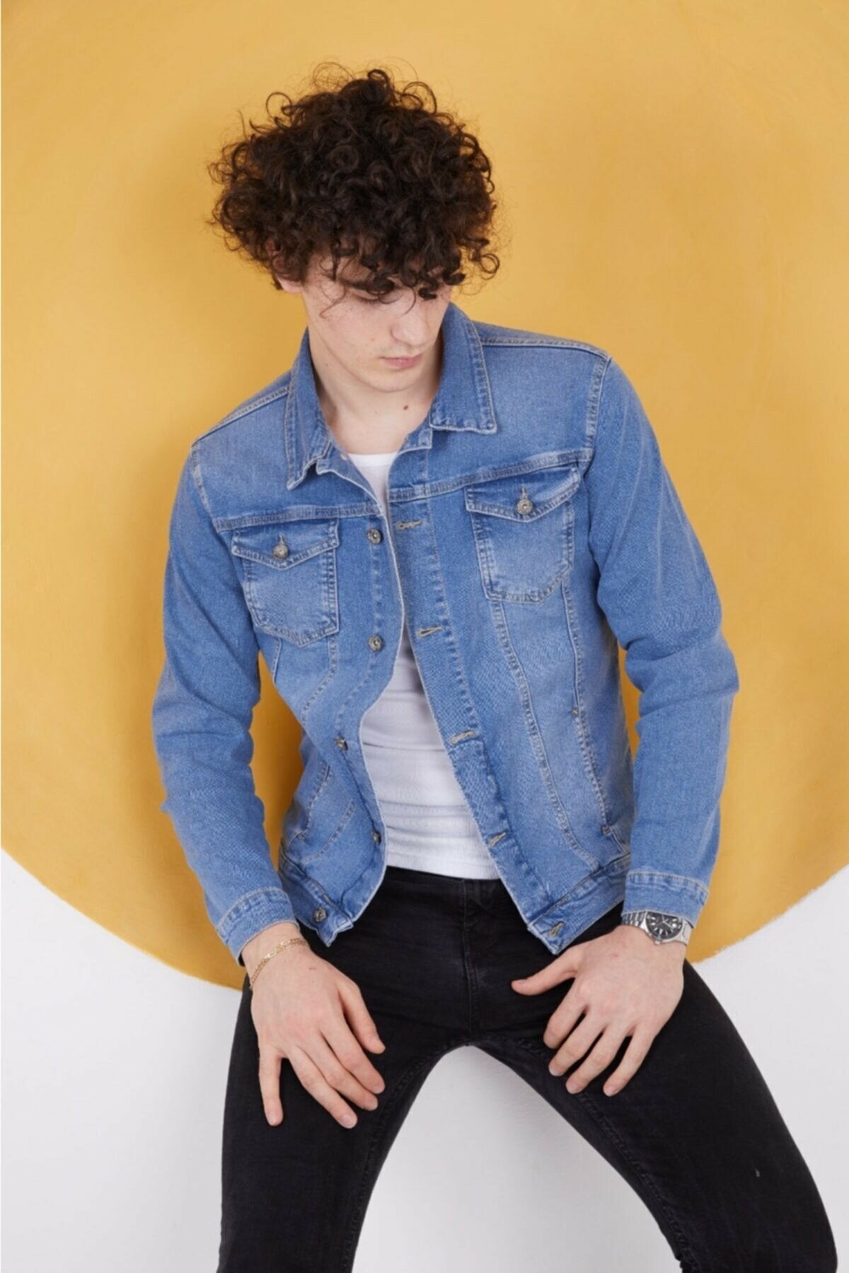 Mens Denim Jacket Stretchable Fine Lycra - DENIMS 